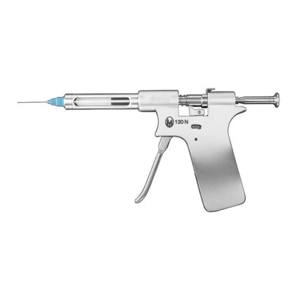 Pressure syringe, w/limit.of power press.