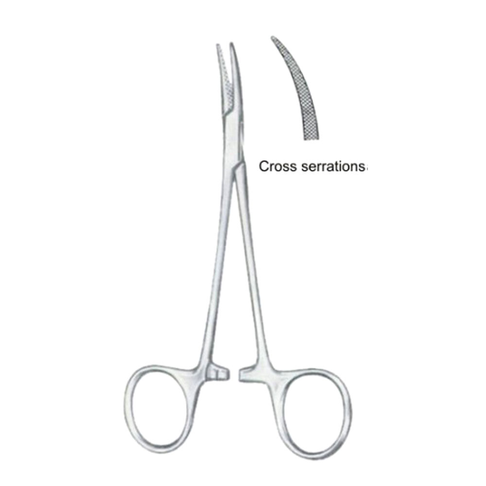Hemostatic Forceps BJ Curved 12cm/4 3/4" Cross Ser 1 Hemostatic Forceps BJ Curved 12cm/4 3/4" Cross Ser